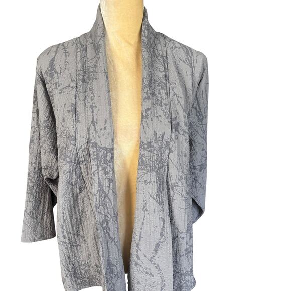 Habitat Clothes to Live In Gray Artsy Open Front Jacket Top Size XL Textured - Picture 2 of 10